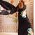 Black floral satin block print saree