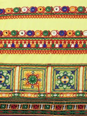 Yellow bandhani embroidered pure georgette bandhani saree 3