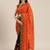 Orange printed  embroidered pure georgette bandhani saree