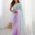 Blue floral embellished thread work saree with blouse
