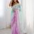 Teal embellished sequinned silk blend saree