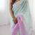 Teal embellished sequinned silk blend saree