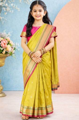 Pink ethnic motifs woven design zari art silk banarasi saree