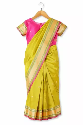 Pink ethnic motifs woven design zari art silk banarasi saree