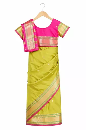 Pink ethnic motifs woven design zari art silk banarasi saree