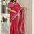 Red ethnic motifs embroidered silk blend saree