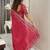 Red ethnic motifs embroidered silk blend saree