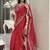 Red ethnic motifs embroidered silk blend saree