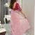 Pink ethnic motifs embroidered silk blend saree