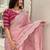 Pink ethnic motifs embroidered silk blend saree