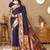 Navy blue ethnic motifs woven design zari paithani saree