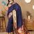 Navy blue ethnic motifs woven design zari paithani saree