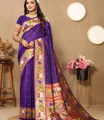 Purple woven design zari paithani saree