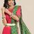 Green kutchi embroidery pure georgette half and half bandhani saree