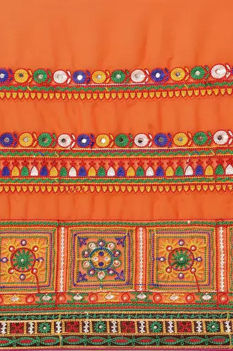 Red bandhani pure georgette embroidered traditional saree
