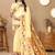 Cream woven design zari silk blend designer paithani saree