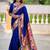 Blue woven design zari silk blend designer paithani saree