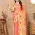 Peach floral woven design zari paithani saree