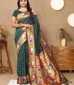 Green woven design zari paithani saree