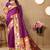 Purple woven design zari silk blend designer paithani saree