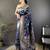 Navy blue ethnic motifs woven design zari banarasi saree with blouse piece