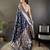 Navy blue ethnic motifs woven design zari banarasi saree with blouse piece