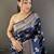 Navy blue ethnic motifs woven design zari banarasi saree with blouse piece