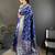 Blue floral woven design zari banarasi saree