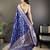 Blue floral woven design zari banarasi saree