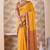 Mustard zari and thread work border cotton blend saree with tassels with blouse