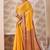 Mustard zari and thread work border cotton blend saree with tassels with blouse