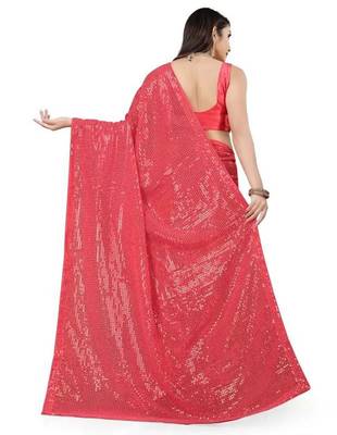 Pink embellished sequinned saree 4