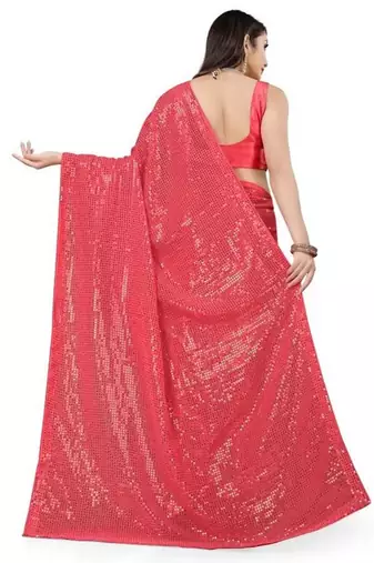 Pink embellished sequinned saree