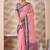 Onion pink zari and thread work border cotton blend saree with tassels with blouse