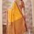 Mustard zari and thread work border cotton blend saree with tassels with blouse