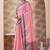 Onion pink zari and thread work border cotton blend saree with tassels with blouse
