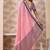 Onion pink zari and thread work border cotton blend saree with tassels with blouse