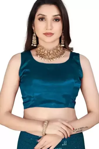 Turquoise embellished sequinned saree