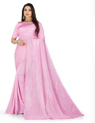 Pink women embellished saree 1