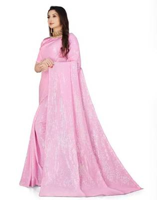Pink women embellished saree 3