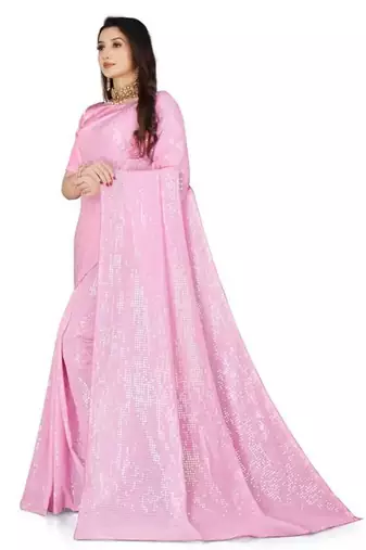 Pink women embellished saree
