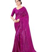 Magenta embellished sequinned saree