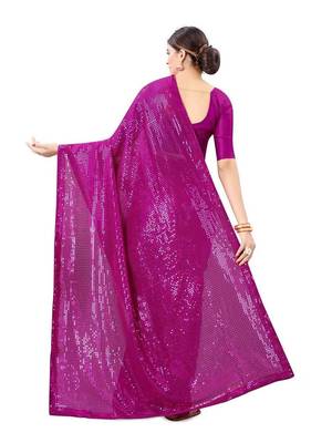 Magenta embellished sequinned saree 3