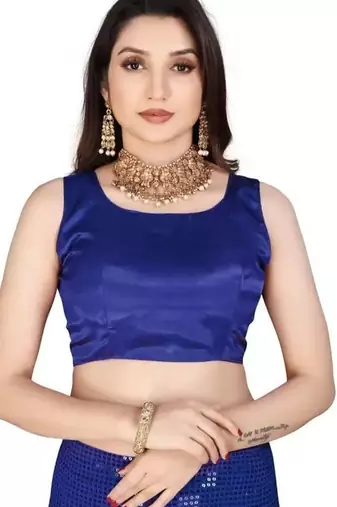 Blue sequinned embellished saree