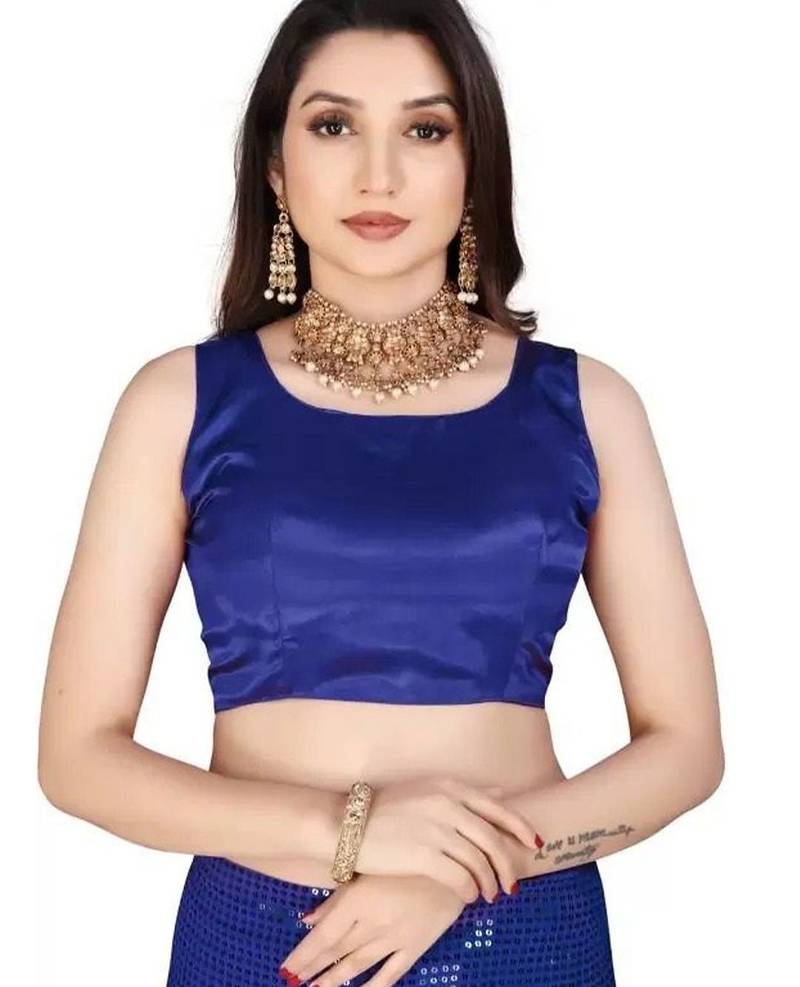 Blue sequinned embellished saree