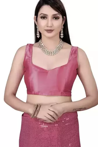 Peach embellished sequinned saree