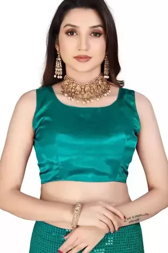 Teal embellished sequinned saree