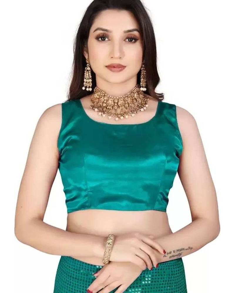 Teal embellished sequinned saree