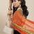 Orange embroidered pure georgette bandhani saree