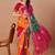 Red bandhani printed gotta patti georgette saree with unstitched blouse piece